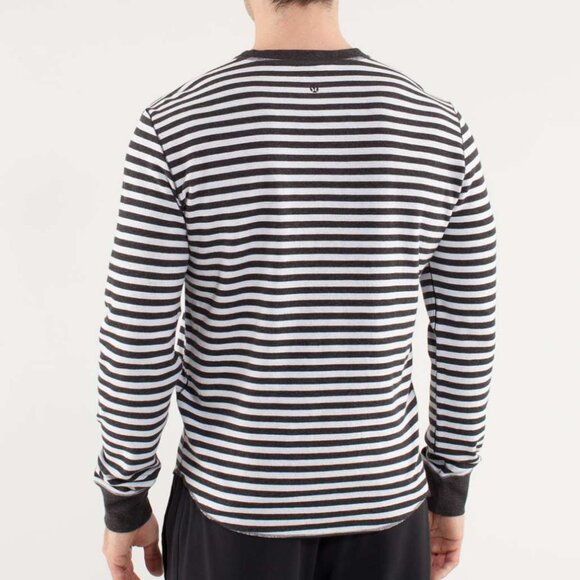 Lululemon Binary Crew White Heathered Black Super Wide Load Stripe Size L - Picture 13 of 14